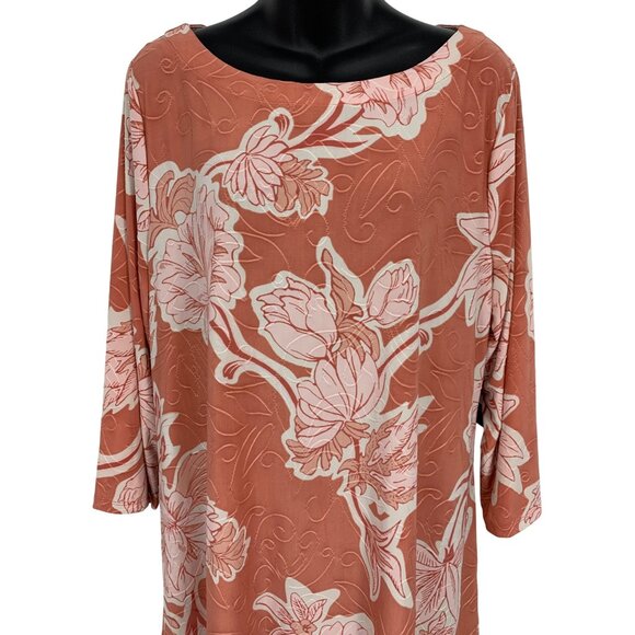 JM Collection Women Extra Large XL Jacquard Knit Top Floral Blouse 3/4 Boat New - Picture 2 of 10